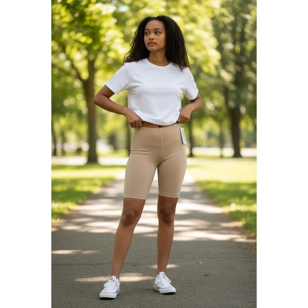 Refuge‎ Womens Beige Cinched Bum High Rise Elastic Lounge Shorts Size L